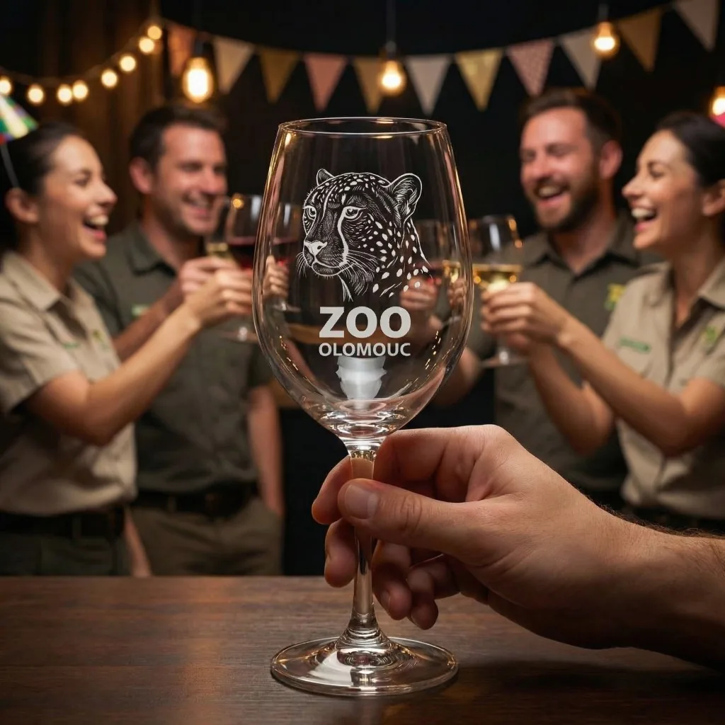 Pohár na víno Zoo Olomouc – ukážka realizácie
